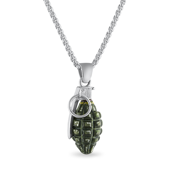 Grenade Pendant Necklace | Men's Black Jewelry - Fils Unique